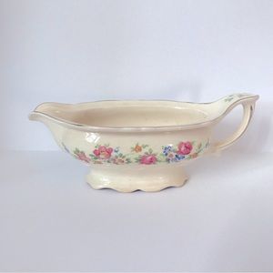 Vintage 1934 Edwin Knowles China Company Gravy Boat Rose Garland West Virginia
